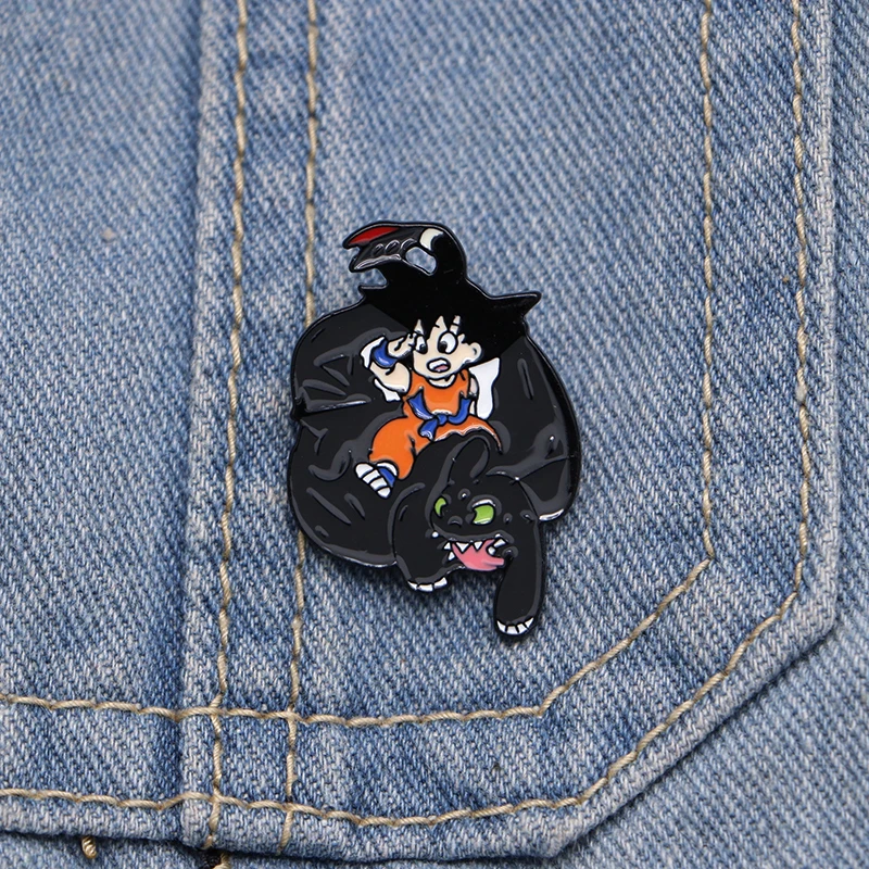 Goku and Dragon Badge for Man and Women Lapel Hat/bag Enamel Pins Denim Jacket Oil Drop Brooches S204