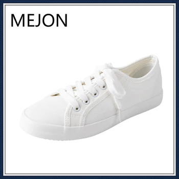 

2020 New White Lace-up Canvas Shoes Fashion Women Shoes Female Spring And Summer Casual Shoes Woman Students Men Sneakers Plus