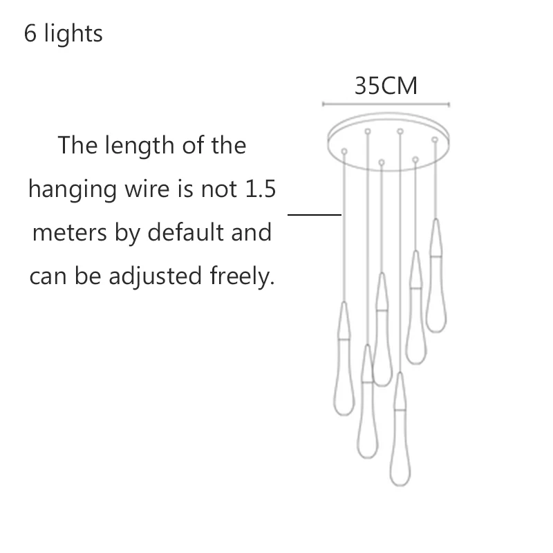 6 Lights Современный хрустальный люстра светильник ing Лофт кухонный лестничный светильник гостиничный зал интерьерный Декор Подвесная лампа вилла Роскошная Подвесная лампа - Цвет абажура: 6 Lights