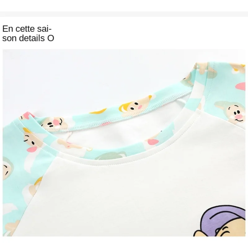 Disney Cartoon Snow White Dwarf Long Pajamas Set Lady Autumn Winter Cotton Long Sleeve Trousers Suit Printing Kawaii Pyjamas Set