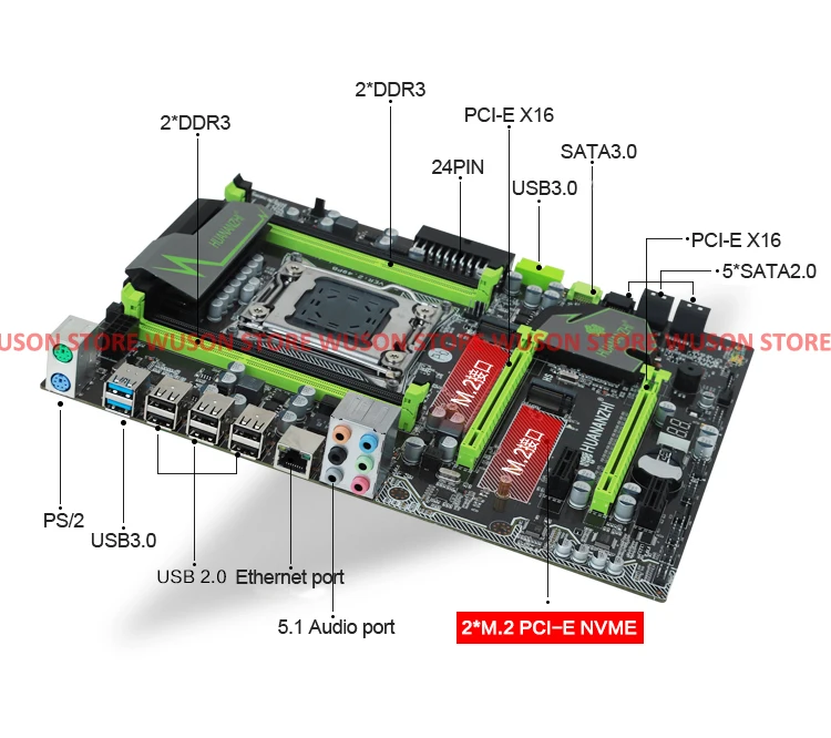 Бренд HUANAN ZHI X79 LGA2011 материнская плата с M.2 слотом CPU Xeon E5 2660 V2 SR1AB 2,2 GHz RAM 16G(4*4G) DDR3 REG ECC