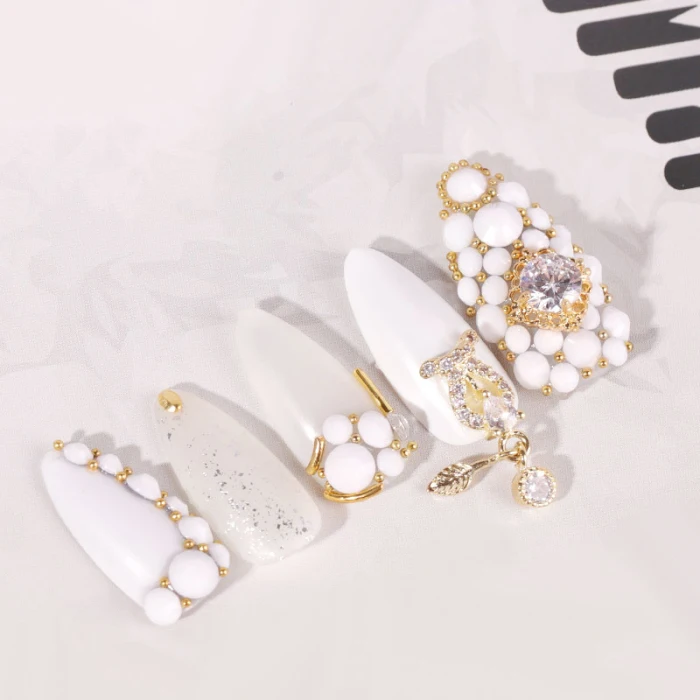 Nail Decoration Solid White Glass Stickers AB Color Nail Jewelry Decorations Flat Bottom Plastic Rhinestones MPwell