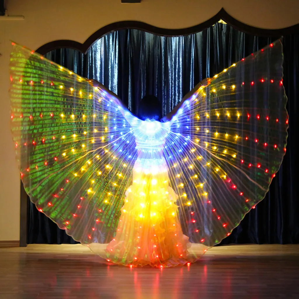 

Led Isis Wings with Telescopic Sticks Belly Dance Accessories Stage Performance Props Shining Led Butterfly Wings 360 Degrees A7