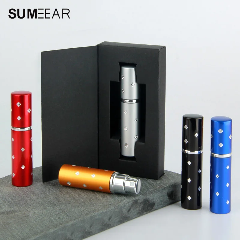 

50Pieces/Lot 5ml Aluminum Spray Perfume Bottle With Cosmetic packing box Atomizer nozzle Perfume Bottles For Gift
