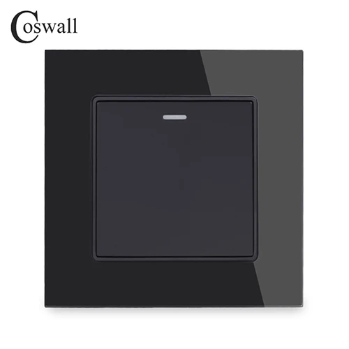 COSWALL 1 комплект 2 способ Роскошный Кристалл стекло панель светильник Переключатель ВКЛ/ВЫКЛ пройти через настенный выключатель 16A - Цвет: Black