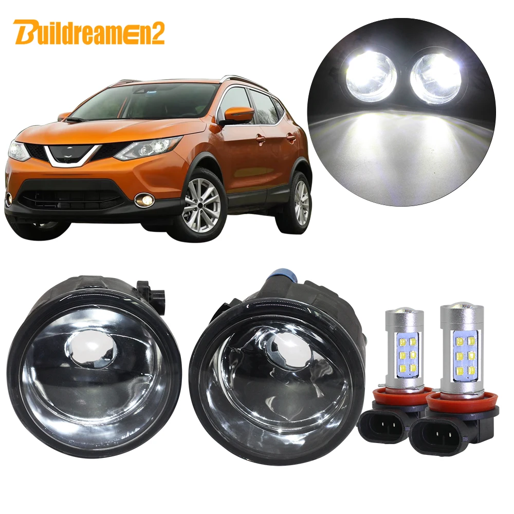 Buildreamen2 For Nissan Rogue Car H8 H11 Fog Light Kit Lampshade + Bulb