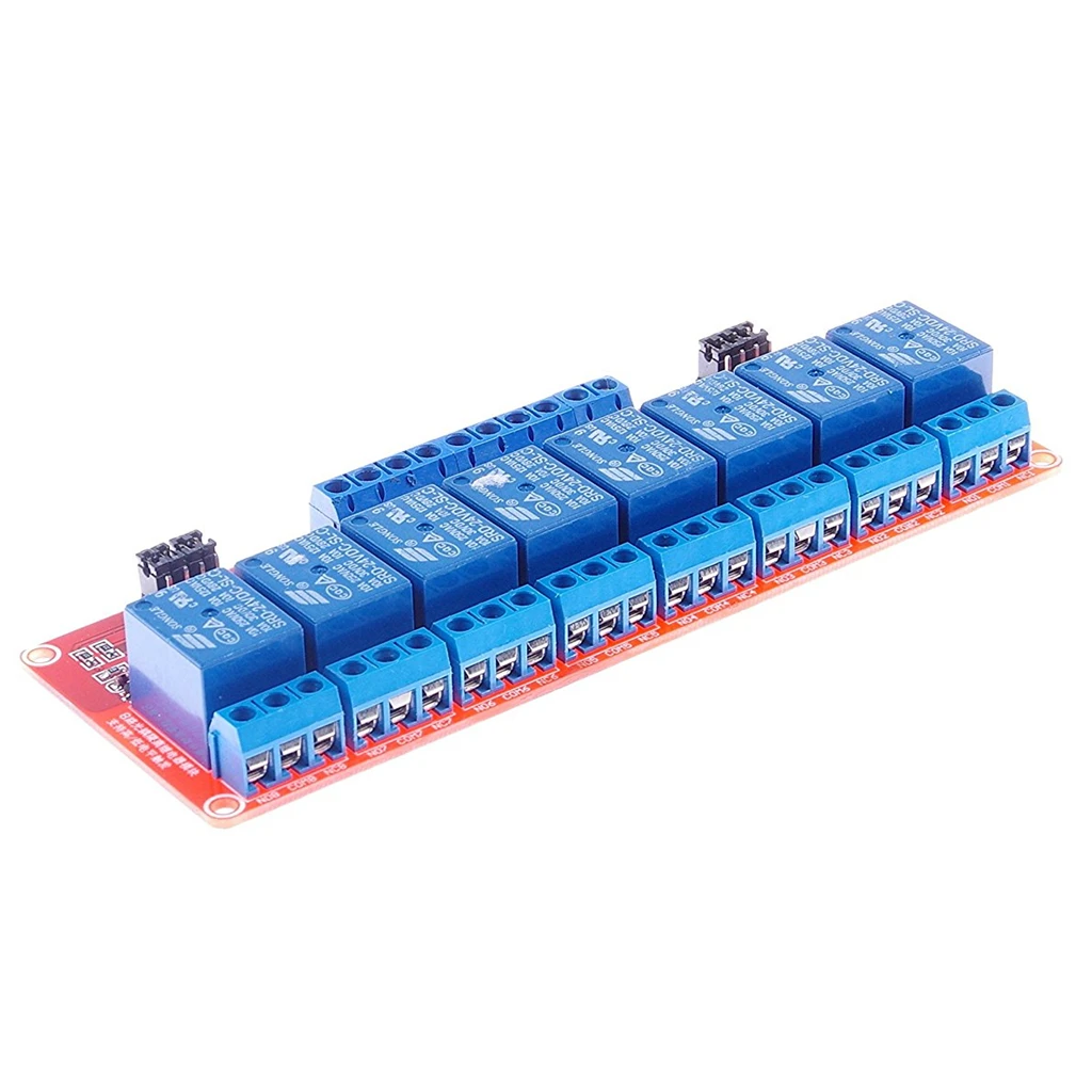 24V 8 Channel Relay Module Board AC 250V 10A DC30V 10A for    Red