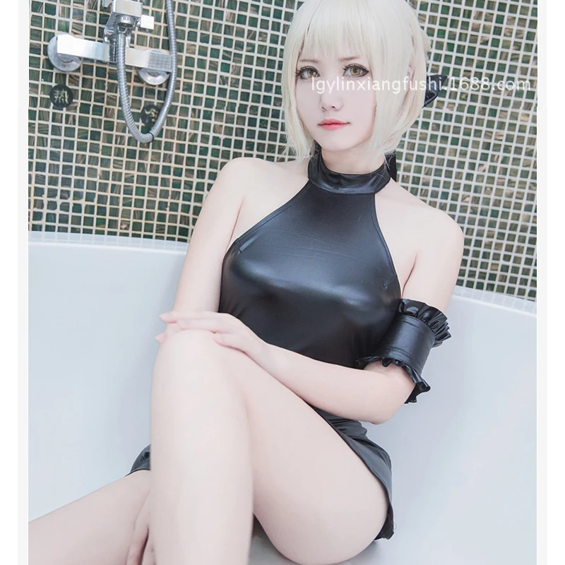 

Fate Stay Night Saber Cosplay Costume Swimsuit Su Ku Water One-piece Swimsuit Saber My Lord Sexy Swimming Suit Cosplay Costumes