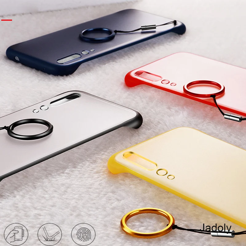 Frameless Transparent Matte Phone Case For Huawei P30 Pro P20 Lite 2019 Case P30 Pro P20 Lite 2019 With Finger Ring Lanyard