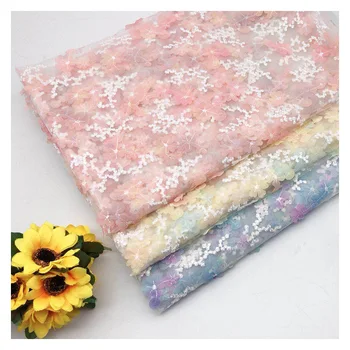 

1meter 130cm Exquisite flower embroidery gauze mesh lace fabric French lace fabric diy spring and summer fashion dress fabric