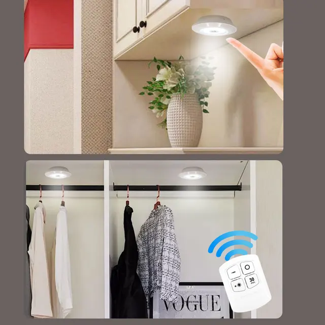 3W Super Bright Cob Under Cabinet Light LED Wireless Remote Control Dimmable Wardrobe Night Lamp Home Bedroom Closet Kitchen 6