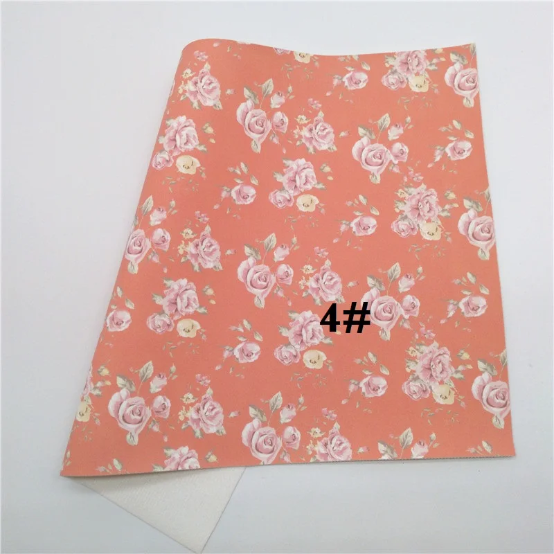 4 Glitterwishcome 21X29 см A4 размер с цветочным принтом искусственная кожа ткань, синтетическая кожа ткань листы винил для бантов, GM466A - Цвет: 4