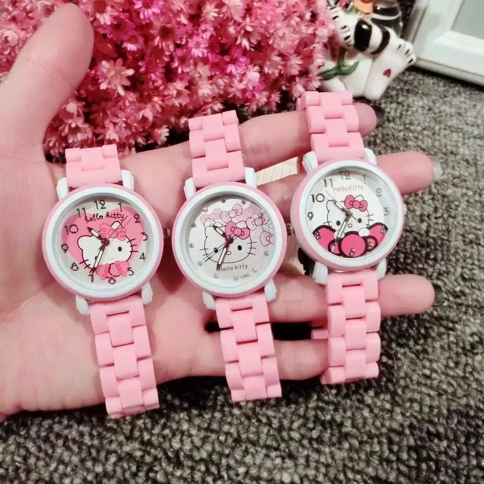 Hello kitty Kt Cat Детские часы для девочек студентов имитация керамического ремня имитация воды Мультяшные детские часы