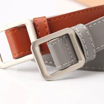 

Soft PU Leather Square Buckle Vintage Decorative Casual Tighten All-Match Lightweight Long Women Belt Solid Holes