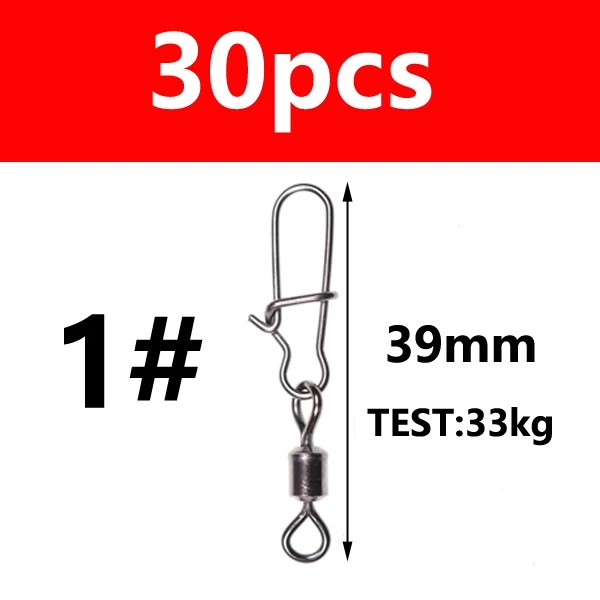 30pcs size 1 30 Вт, 20 штук морской рыбалки разъем Вращающийся шарнир из кирпечей из глины пин быстрые кнопки зажимы для рыболовной приманки рыболовные аксессуары для снаряжения - Цвет: 30pcs size 1