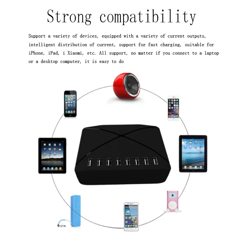 8 USB Charger Quick Charge 2.4A Fast Charging Power Adapter For Samsung iPhone 11 7 X 4 Ports Mobile Phone | Электроника