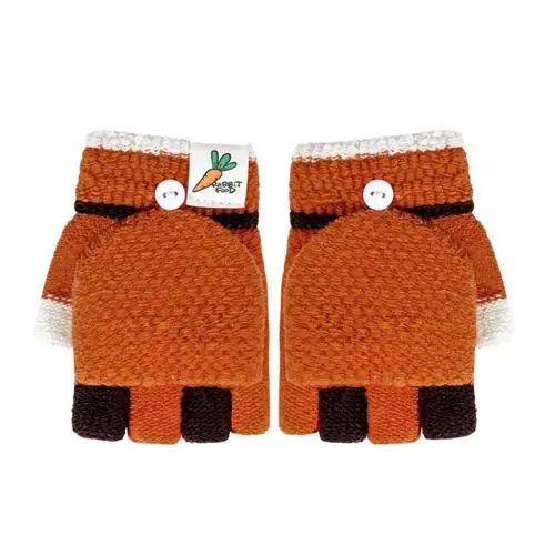 Зимние детские вязаные перчатки унисекс на пуговицах, мягкие теплые варежки - Цвет: GINGER