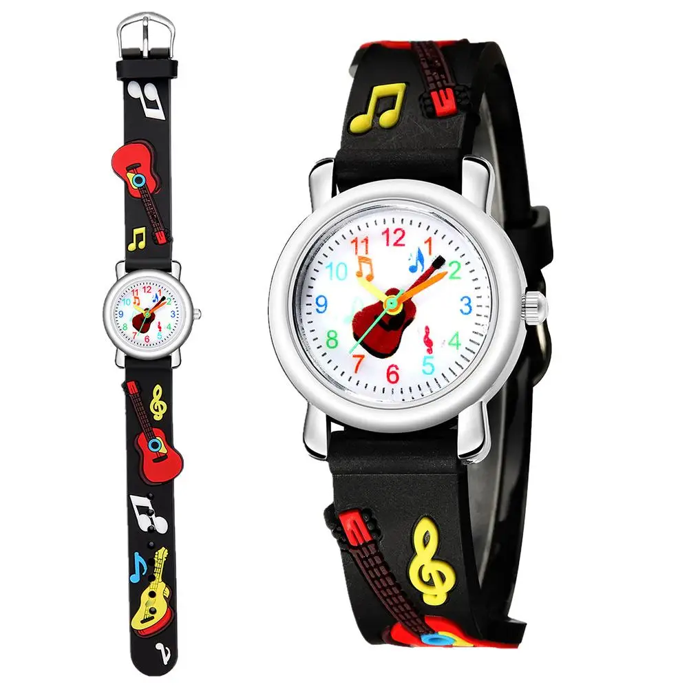 

3D Relief Cartoon Guitar Pattern Cute Sports Student Children Wrist Watch Gift