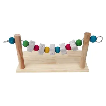 

Parrot Hamster Wood Stand Platform with Chewing Toys Teeth Grinding Stones for Mouse Chinchilla Rat Gerbil