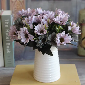 

5pcs/10 Heads European Floral Artificial Daisy Silk Flower Bouquet Spring Daisy For Wedding decoration Cheap Fake Daisy Flowers