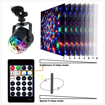 

15 Color Remote Control Small Magic Ball Light Projector LED Lights Sound Activated Remote Control L9 #2