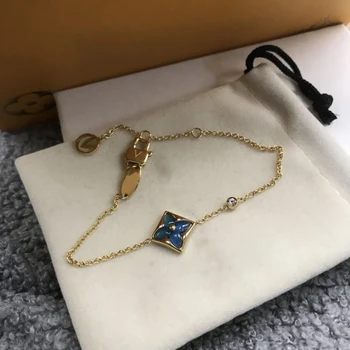 

Charm original bracelet, classic logo, blue petal bracelet, exquisite carving, fashionable love jewelry