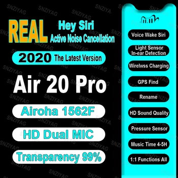 

Air20 Pro ANC TWS 1562F True Light Sensor Real Voice Wake Wireless Earphone HD Dual MIC Bluetooth 5.0 Earphone Transparency 99%