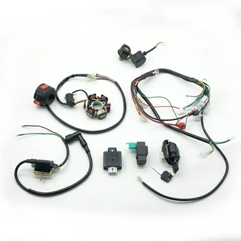 

New FOR 50CC-110CC Mini 4 Stroke ATV Complete Wiring Harness CDI STATOR 6 Coil Pole Ignition Electric Quad Dirt Pit Bike