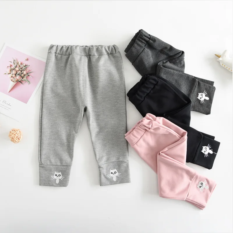 Брюки; Детские повседневные штаны с вышивкой котенка; 19 новых стильных ...