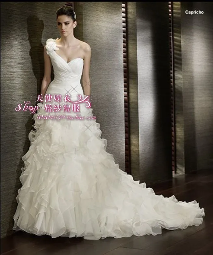 Платье на одно плечо с оборками vestido de noiva Модный Casamento горячее сексуальное свадебное платье из органзы, нарядное платье
