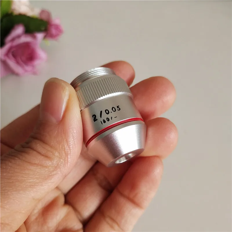 2 Times 195 Lab Educational Biological Microscope Achromatic Objective Lens 2X Optical Lens with Standard RMS Thread 20.2mm