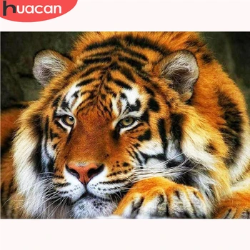 

HUACAN Diamond Painting Tiger Animal Full Square Round Drill Home Decor Craft Kits Embroidery Bead Mosaic Picture Of Rhinestone