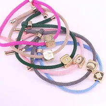 10 шт., кубический цирконий глаз Луна Звезда квадратный дизайн разделитель бусины Подвески украшения Разноцветные веревки шнур браслеты подарок