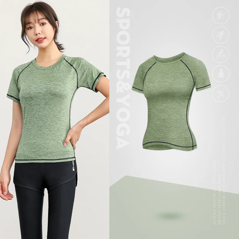 Women Short Sleeve Sexy Yoga T Shirts Solid Sports Quick Dry Fitness Gym Tops Running Breathable Cloth