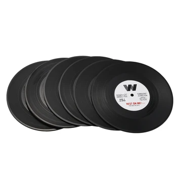

6pieces / Set Spinning Retro Vinyl Disc Drink Coasters