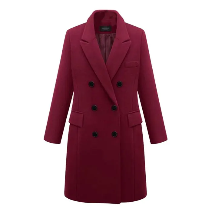 Пальто для женщин размера плюс 5XL, зимнее теплое двубортное ветрозащитное пальто, приталенное длинное шерстяное пальто