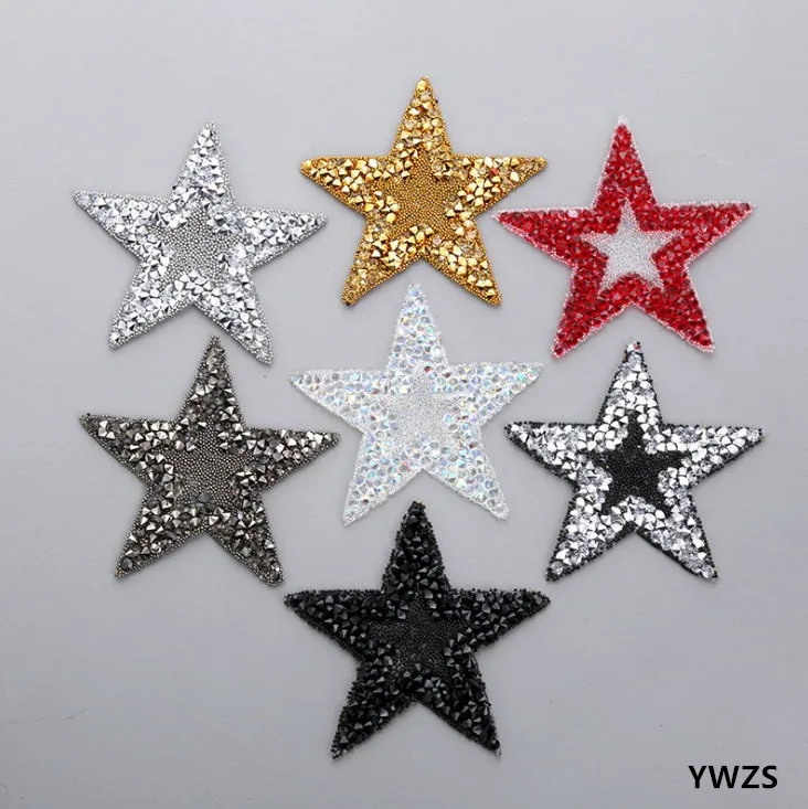 

New arrival 10 pcs Star Beaded Rhinestones iron on patches DIY Hotfix Motif Applique garment bag patch decor accessory