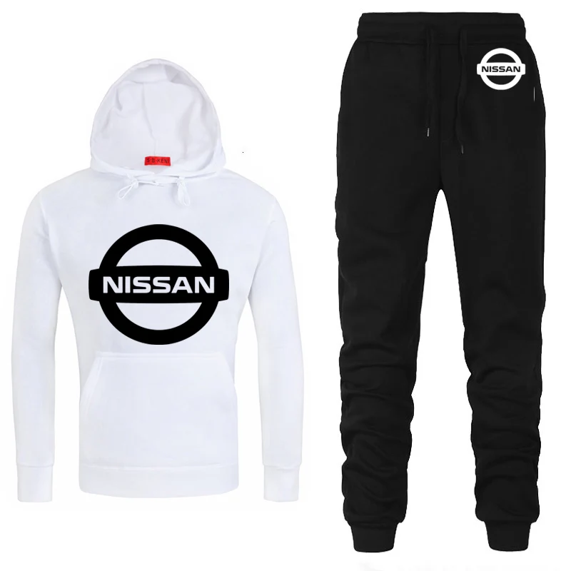 Толстовка с капюшоном для мужчин, толстовка унисекс с логотипом автомобиля Nissan, модная мужская толстовка с капюшоном в стиле хип-хоп harajuku, повседневные флисовые толстовки, штаны, костюм из 2 предметов - Цвет: 802