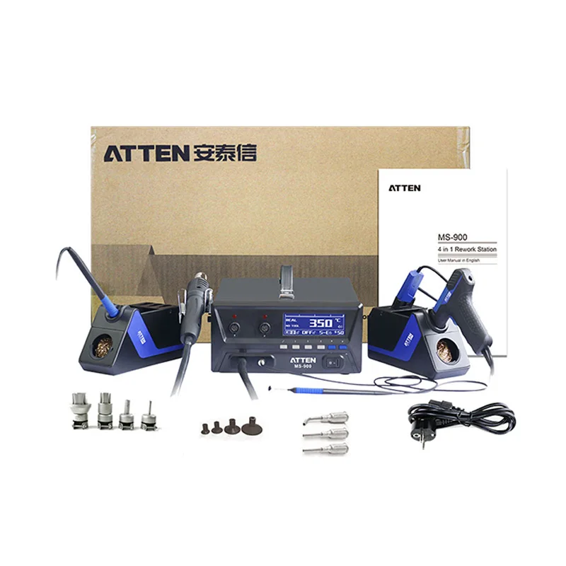 ATTEN MS-900 4 in 1 Rework Station --- Soldering Stations + Soldering tweezers + Desoldering gun +Hot air desoldering station