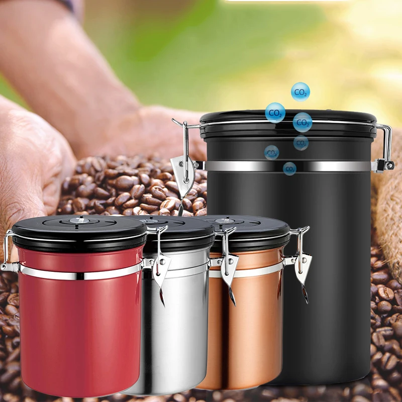 

Stainless Steel Sealed Can Dried Tea Leaves Coffee Beans Nut Grains Kitchen Canister Storage Container