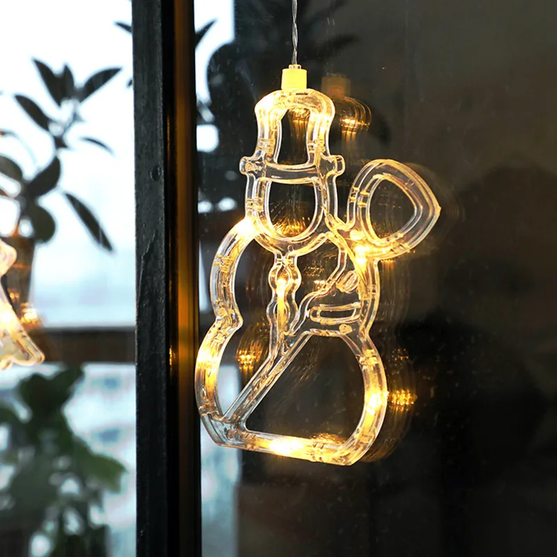 Светодиодный светильник на Рождество с питанием от аккумулятора, Рождественская елка, лось, снеговик, люстра, для помещений и улицы, стеклянный светильник на присоске s - Испускаемый цвет: snowman