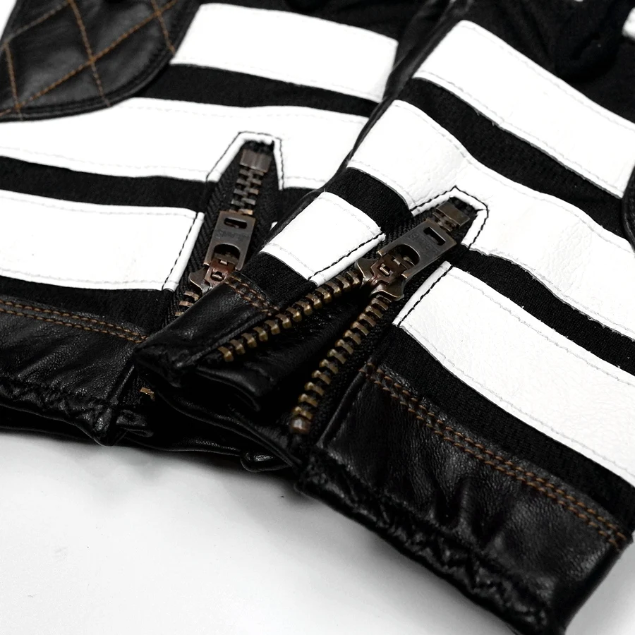 Stripe  vintage leather Glove 6