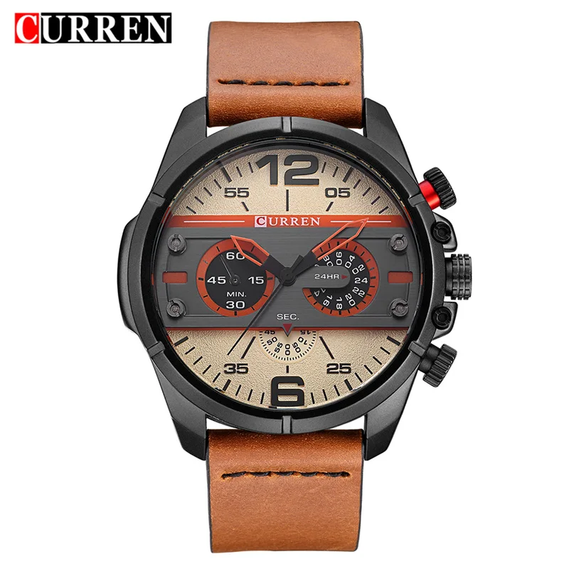 

Curren 8259 Mens Watches Top Brand Luxury Leather Military Quartz Watch Men Casual Sport Clock Male Wristwatch Relogio Masculino