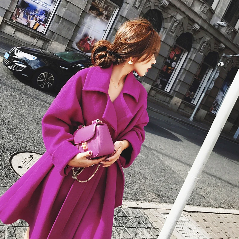 

Fall/Winter 2020 new Korean temperament waist long woolen coat loose versatile woolen coat women