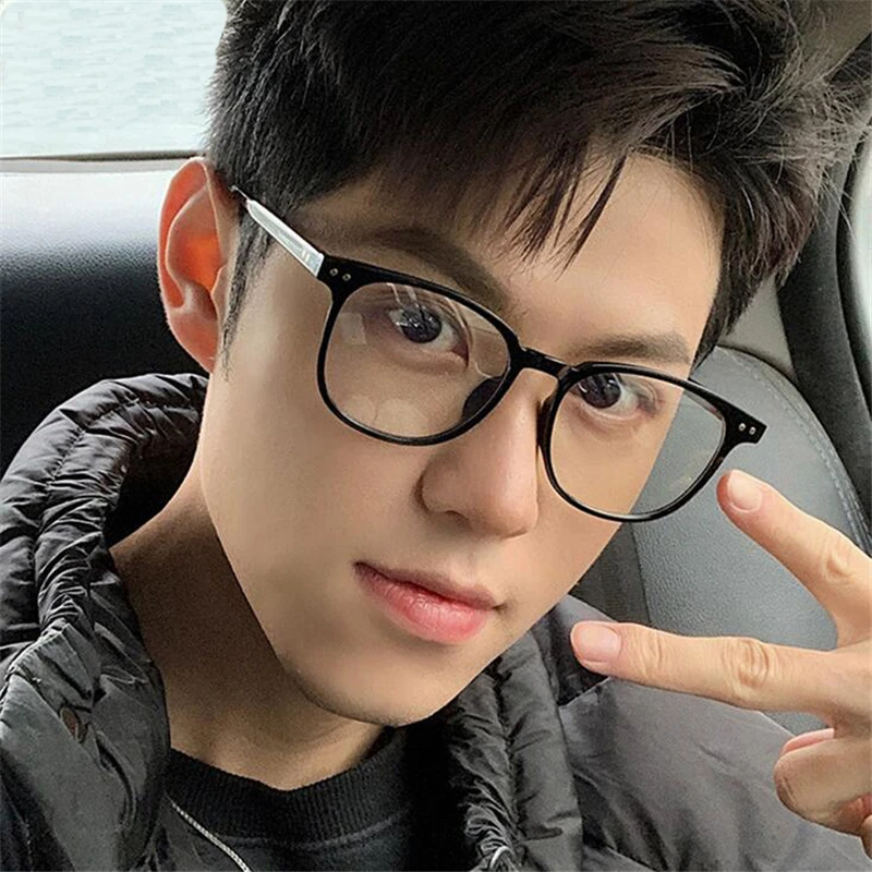 0 -0.5 -0.75 To -4.0 Anti Blue Light Transparent Gray Frame Square Myopia Glasses Rivet TR90 Minus Degree Prescription Spectacle 3