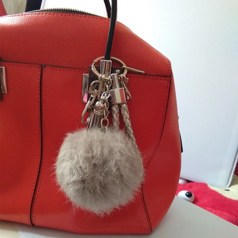 Creative 6 Cm Color High Imitation Furry Ball Tassels Leather Rope Waist Buckle Key Pendants Handbag Pendant Accessories Pendant