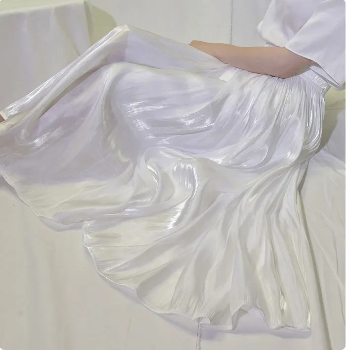 2022 High Quality Elastic High Waist Skirts Women Elegant Pleated Long Skirts Saias Femme A-Line Skirt Outwear Falda Jupe Femme
