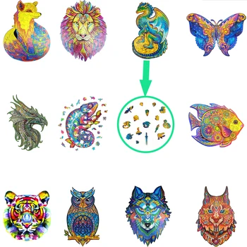 Wooden Animal Puzzle for Adults DIY Puzzle Animal Shaped Puzzles Christmas Gifts for Kids Jigsaw Puzzle Free Shipping 1