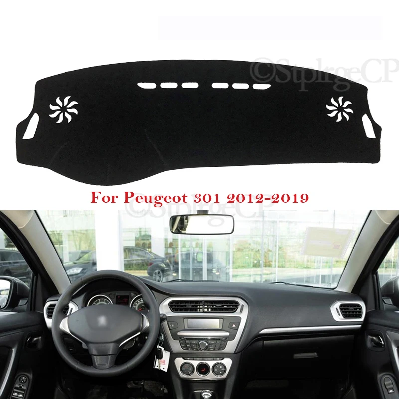 Couverture de protection de tableau de bord pour Peugeot 301, accessoires  de voiture, pare-soleil, tapis Anti-UV, 2012, 2019, 2015, 2016, 2017