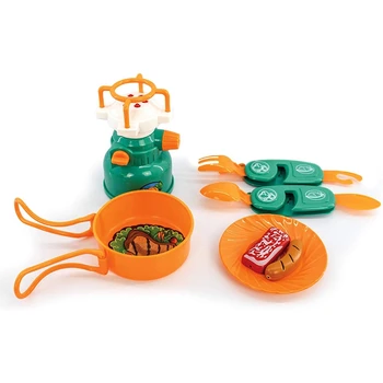 

7 Piece Camping Gear Tools Adventure Set Including Toy Gas Stove Pan Toy Food Plate Utility Knife/Spoon/Fork Camp Tools Needed